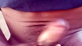 Moaning While Stroking My Big Black Cock Outdoors