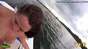 Paola Gurgel shows big tits and ass on public boat.