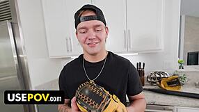 Stepson Surprises Stepmom on Birthday with Breakfast, Foot Massage, and Intense Cock Pounding