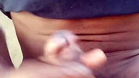 Moaning While Stroking My Big Black Cock Outdoors