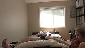 Milf teases her bound boyfriend's sensitive feet and cock part 1 with licking and tickling!