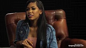 petite latina with big tits kneels for monster cock blowjob and fucking