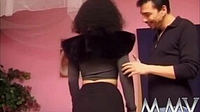 brunette bitch sucking two cocks before facial cumshot