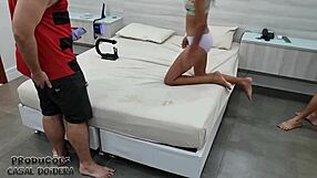 Behind the Scenes with Skinny Ana Clara Begging for Double Penetration in Her Tight Pussy at Once.