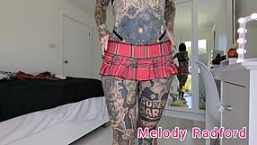 Melody Radford in Black and Red Lingerie Skirt Try-On Haul Closeup