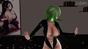 Gumi Vocaloid MMD R18 shows off big anime boobs in action.
