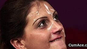 Peculiar Hottie Gets Jizz Load On Face Sucking Sperm