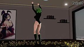 Gumi Vocaloid MMD R18 shows off big anime boobs in action.