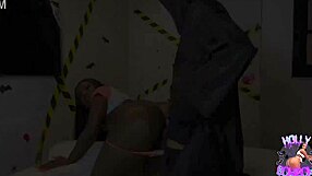 Ebony opens greedy ass for Ghostface 😈 sucks big cock and spreads pussy