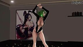 Gumi Vocaloid MMD R18 shows off big anime boobs in action.