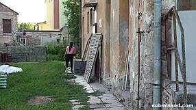 Eveline Dellai Wanks Bound Man in Public Czech Fetish