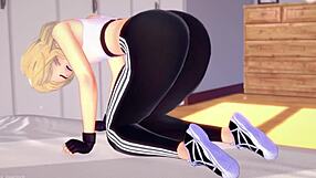 spider gwen, sweaty after exercise, relaxes by licking a cock in adult version