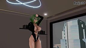 Gumi Vocaloid MMD R18 shows off big anime boobs in action.