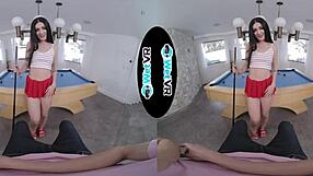 Wetvr says, Teasing fuck on pool table with april valentino's small tits