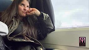 Public pleasure on a train journey with an unknown man