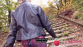 Weird-Looking German Granny Rubina Takes Big Cock in Public POV