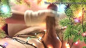 Tattooed Housewife Gives Christmas Handjob and Blowjob to Neighbor