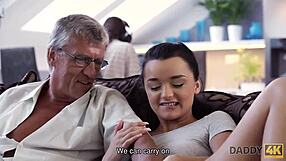 Girlfriend erica black intensely fucks her boyfriend's dad in doggystyle while he's on computer