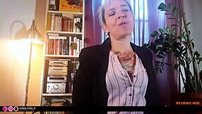 Your banker turns into a total slut while jerking off solo. French milf goes wild!