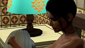 Naughty Lesbians Masturbating And Fucking, Blonde With Big Tits, Black Crossdressing Partner