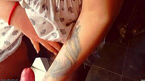 hot milf pulls pantyhose up full of cum, feeling wet and horny