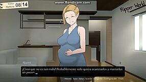 Pregnant wife dominated by old father-in-law in cuckold hentai gameplay ending happily