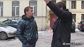 Skint boyfriend watches slutty friend bang his lover for quick cash.