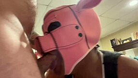 Black pig in mask feels the intense facefuck, drooling and salivating in degrading bdsm pleasure