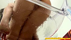 pissdrinking brunette teen plays with her tiny toy in wild scene