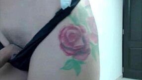 Sexy inked tranny performs hot solo masturbation