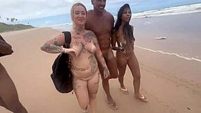 I WENT WITH MY FRIEND TO GIVE PUSSY ON A NUDIST BEACH FOR THE BIG DICKS