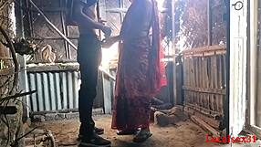 Red saree wife outdoor blowjob