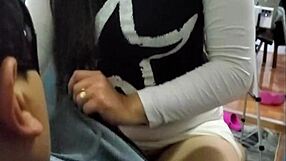 Quick oral with friend while husband works!