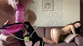 Girlfriend's Homemade Webcam Strap-On Fuck With Horny Friend