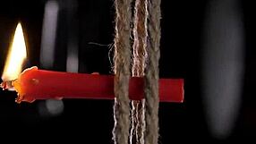 Bondage and discipline with a brunette submissive