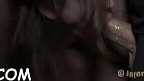 I demean the handcuffed brunette babe with toys.