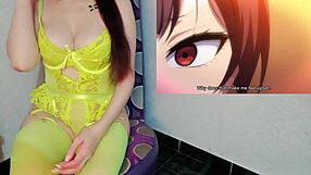Her friend with bigger tits can't resist jerk off instructions in hentai cosplay