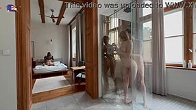 she didn't mind joining them in shower group fuck with doggystyle and sucking