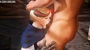 Skyrim cute blonde demon deepthroats big tits and gets anal fucked