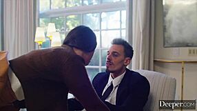 Beautiful brunette gal with hairy pussy gets dominated in doggystyle, riding, spooning, deepthroat blowjob, and ends with facial after hard spanking.