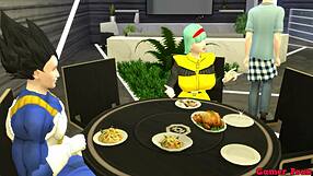 Bulma stepmother sucks stepson, fucked in ass next to husband