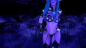 Tyrande night elf dancing beautifully in the moonlight