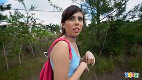 Yngr hikes and fucks teen Becca Pierce doggystyle in public.