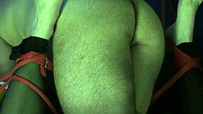 Oiled Pussy Rubbed Bent Over with Toys and Monster Cock