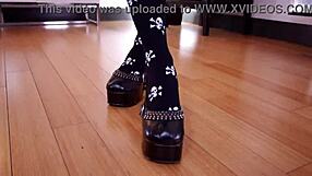 vinyl vixon handles big cock pov blowjob and swallows huge load