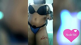 Nicole hot morena touches herself in panties with big ass and natural tits.