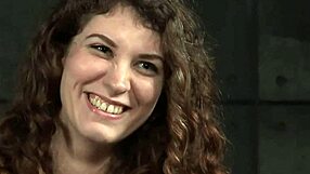 tied up bigtitted sub feels the punishment with dildo in garage bondage