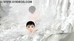 Anime girl feels hot spring bliss