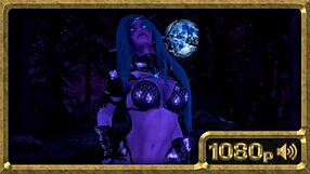 Tyrande night elf dancing beautifully in the moonlight