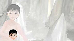 Anime girl feels hot spring bliss